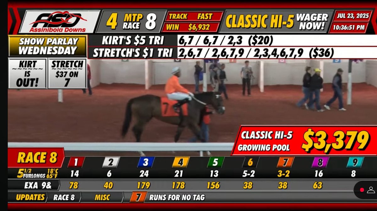AssiniboiaDowns's tweet image. Final tickets for tonight’s card! 👇
@HPIbet @NYRABets @TwinSpires @1stBet @FanDuel_Racing
#ASDowns #HorseRacing
