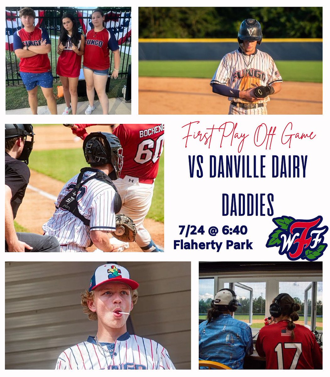 Tomorrow it’s Fungo vs. the udder ones… let’s churn up some chaos 🐄🔥 

First Playoff Game:
📍Flaherty Park
⏰6:30
🗓️Thursday July 24th
🆚Danville Dairy Daddies

#rollfungo