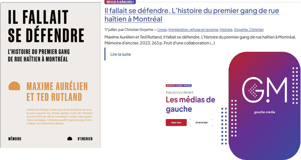 PhilipeBoudreau's tweet image. Recension du livre de Maxime Aurélien et @TedRutland parue dans la @revueababord 
ababord.org/Il-fallait-se-…
signalée sur le site du Regroupement des médias critiques de gauche (RMCG).
gauche.media