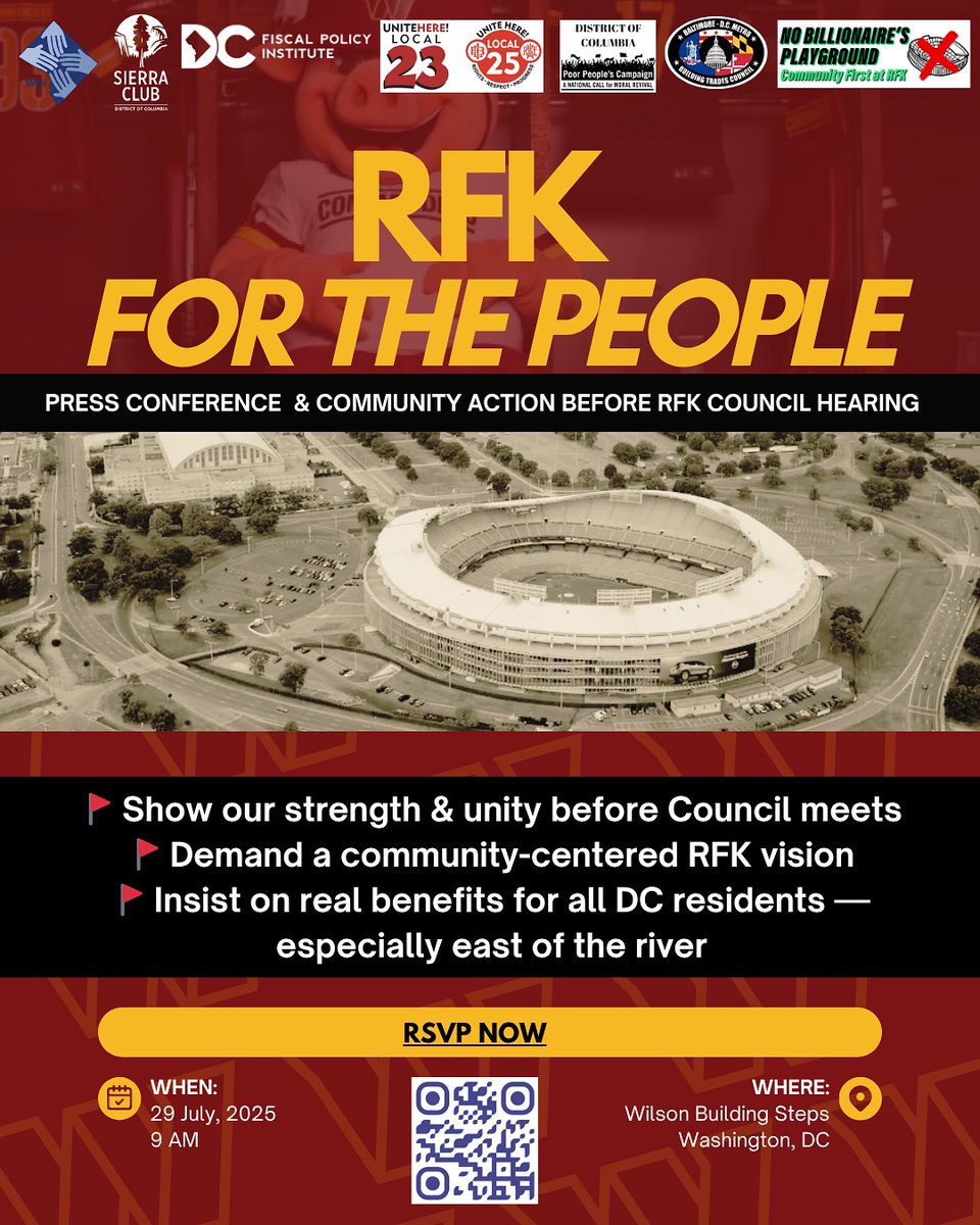 WashingtonDCPPC's tweet image. This isn’t about “Fight for Old DC!” @Commanders - this is about being sure District citizens, especially children & seniors in poverty, have their interests protected and heard. Join us with @FairBudgetDC @WIN_DC @SierraDC @unitehere23 @DCFPI RSVP➡️ docs.google.com/forms/d/e/1FAI…