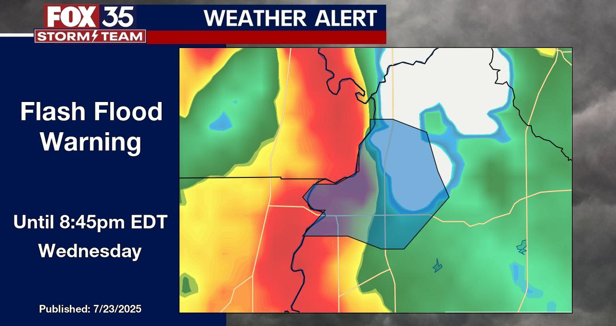 BrooksWeather's tweet image. FOX 35 Orlando - Flash Flood Warning for Gilchrist County until 8:45pm EDT Wednesday. fox35orlando.com/weather #flwx