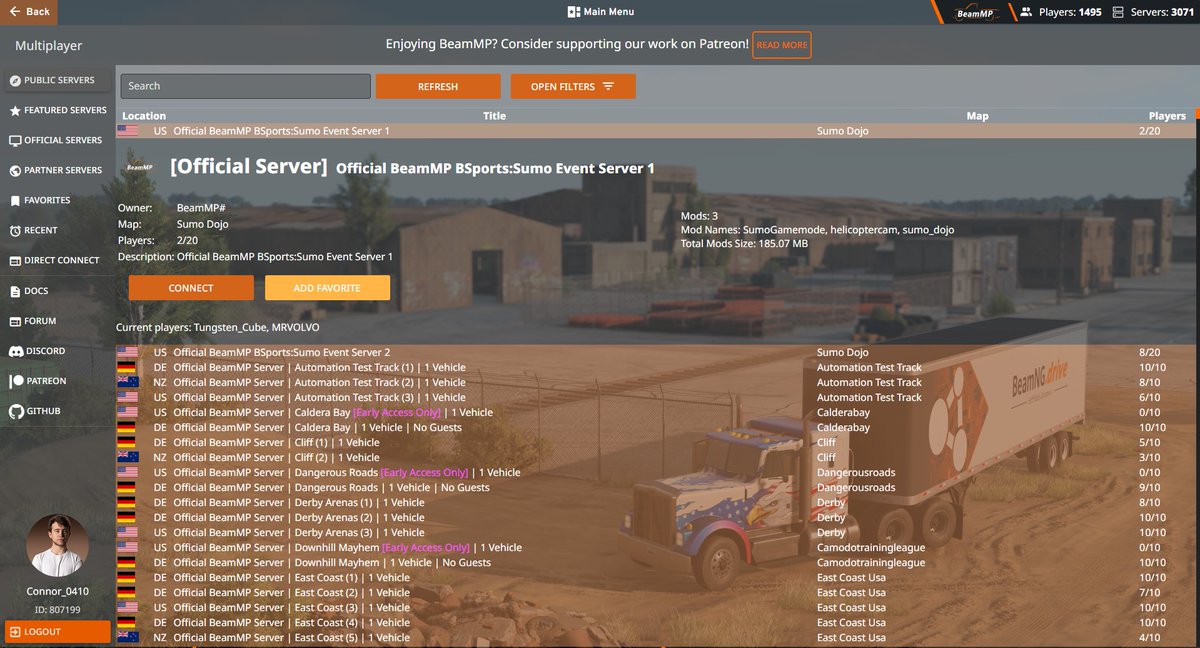 OverTake_gg's tweet image. 🎮 @BeamMPOfficial Car‑Sumo: The Perfect Casual Online Mini‑Game for @BeamNG
Dive into this fun, yet competitive in thrilling demolition-style battles. Ideal for low‑stress chaos and friendly competition. 🚗💥
📘 Read all about it: overtake.gg/news/beammp-ca…