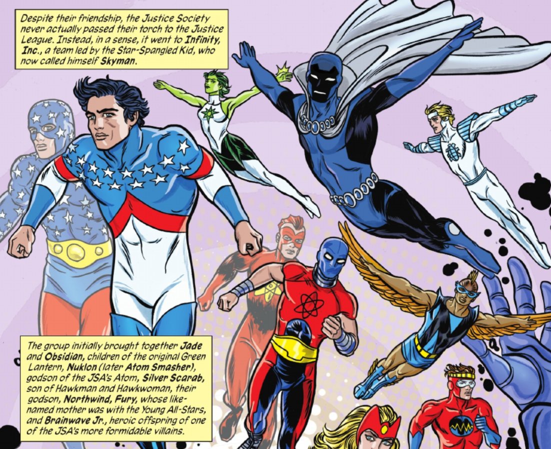 QueerlyNerd's tweet image. I'm confused about the Infinity Inc members' ages. Were they conceived before or after the Justice Society went to Ragnarok?