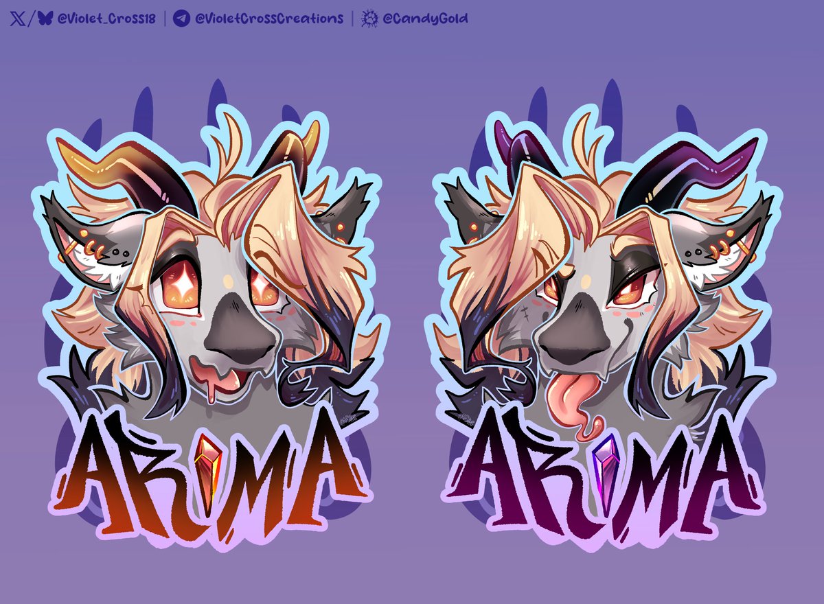 Violet_Cross18's tweet image. Badge commission for Arima ✨️✨️
#fursuit #commission #furryartwork #furry #dragon #expression #emote #furryartist #fursuitbadge #fursuit_badge #holo #foil #holographic