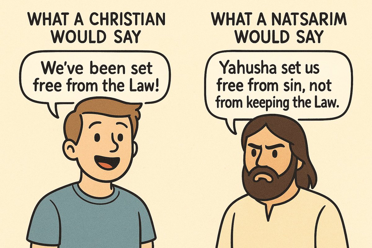 Okiemaday's tweet image. CHRISTIAN: “We’re free from the Law!”
**NATSARIM: “Nope. You’re just free from consequences… until Judgment.”
Yahusha didn’t die to legalize sin.
He died to free us from it.
Not so you can eat pork and go to church on Sunday.**
😂 Read the contract. You’re breaking the terms.