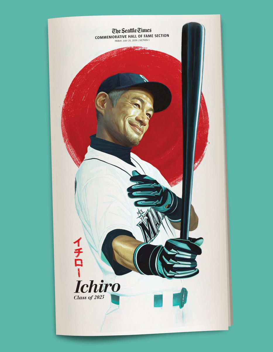 richboudet's tweet image. Coming in Friday’s Seattle Times is our special section honoring Ichiro’s induction into the Hall of Fame. Cover illustration by Robert Carter with stories by @A_Jude @ByTimBooth and some really cool graphics also by me. @SeaTimesSports 🗞️