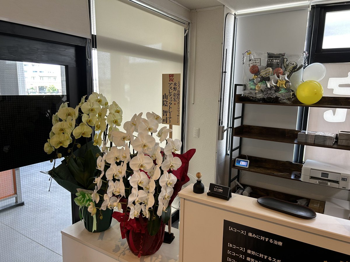 junk_trainer's tweet photo. 本日開業スタートになります♪
なんとか形になりました

群馬で同僚だった山陰さんより
胡蝶蘭頂きました🙇🏻

元BREX U15川岸選手ファミリー様から
観葉植物頂きました🙇🏻

嬉しい限りです

治療院の院内ツアー紹介します
https://t.co/sFCxL2RJlJ

明日予約枠ありありです笑♪是非

とにかく頑張るぞ💪🏻 https://t.co/1y4YflcFjf