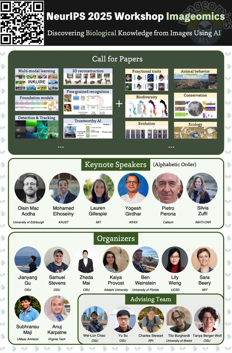 Announcing the <a href="/NeurIPSConf/">NeurIPS Conference</a> 2025 workshop on Imageomics:
Discovering Biological Knowledge from Images Using AI!

The workshop focuses on the interdisciplinary field between machine learning and biological science. We look forward to seeing you in San Diego!

#NeurIPS2025