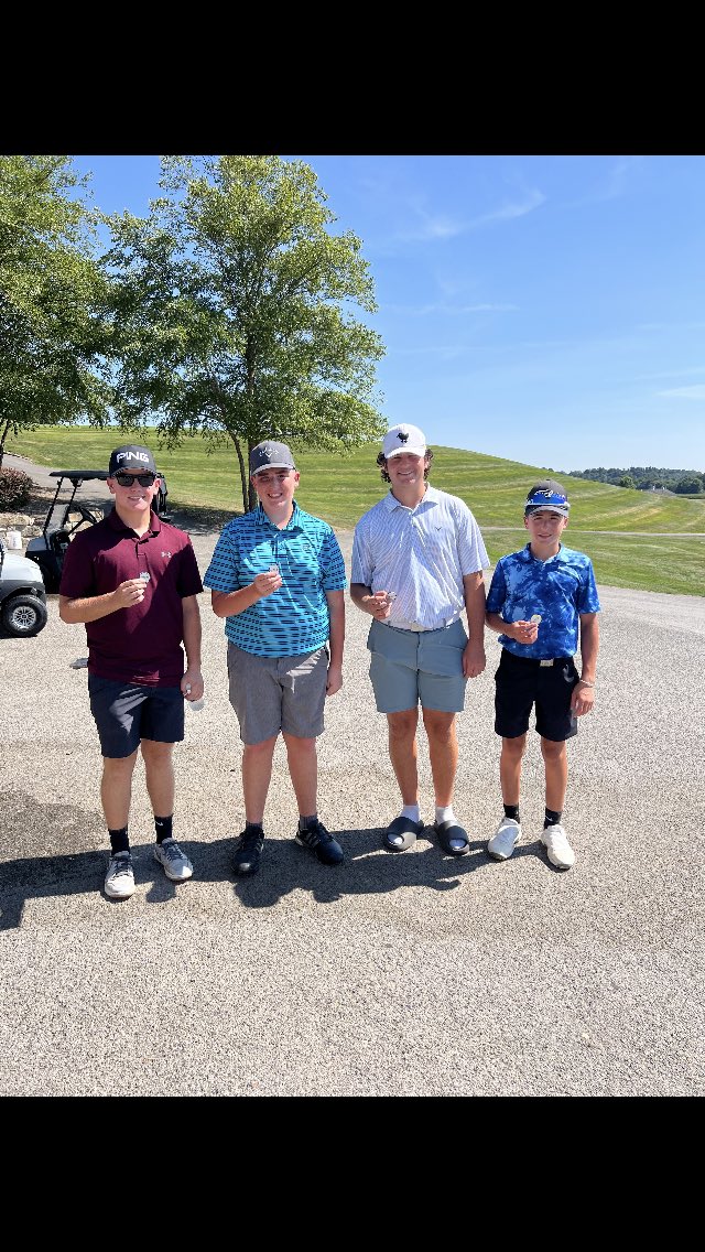 High school boys L-R
Andrew Wludyga T-1 79
Pymatuning Valley ‘27

Rylan Compan
2nd - 80
Pymatuning Valley ‘28

Grady Kaputsa
T-1 79
Hickory ‘27

Luke Struharik
3rd 87 
Columbiana ‘29