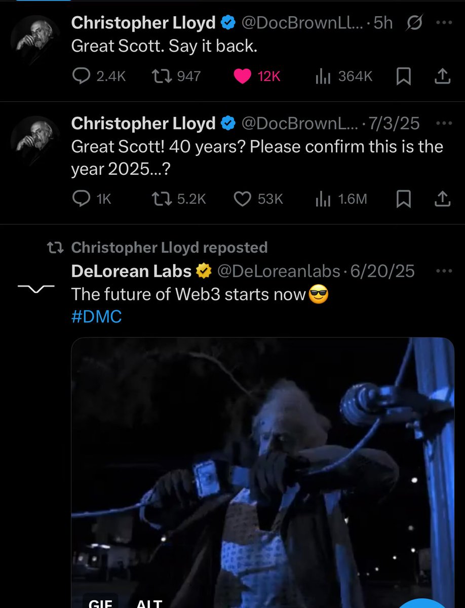 satskeeper_'s tweet image. So Christopher Lloyd is a shitcoiner i guess
