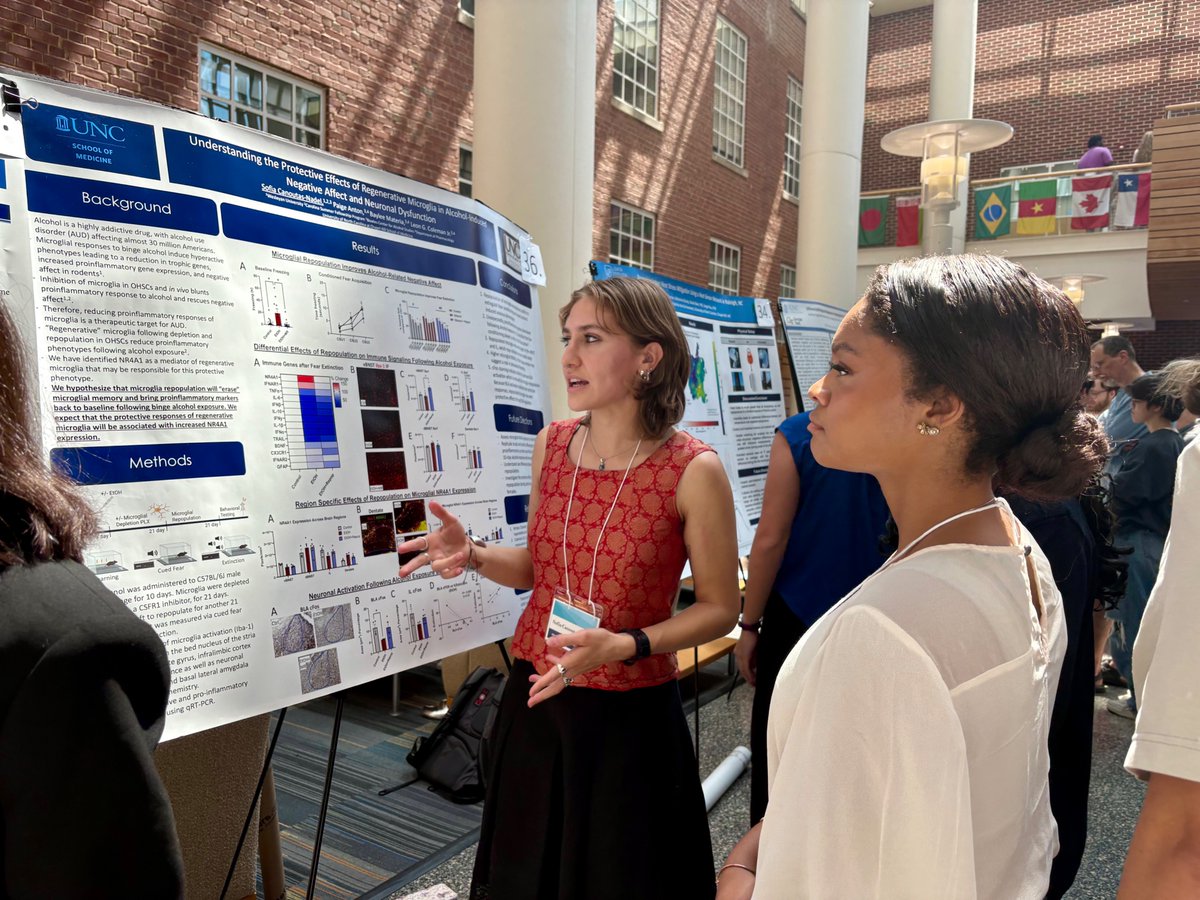 UNC_PHCO's tweet image. 🧬 Hats off to Carolina Summer Fellow Sofia Canoutas-Nadel, who studied how special brain cells protect against alcohol-related damage while working in Dr. Leon Coleman’s lab @LeonGColemanJr. Her research shines new light on brain healing! #CarolinaSummer