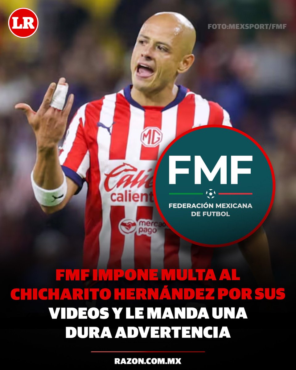 LaRazon_mx's tweet image. 🚨#ÚLTIMAHORA | La Federación Mexicana de Futbol (FMF) emitió un comunicado en el que dio a conocer que le impuso una multa económica a Javier ‘Chicharito’ Hernández por sus polémicos videos en los que critica el rol de las mujeres y el feminismo
#Chicharito #FMF #Polémicas…