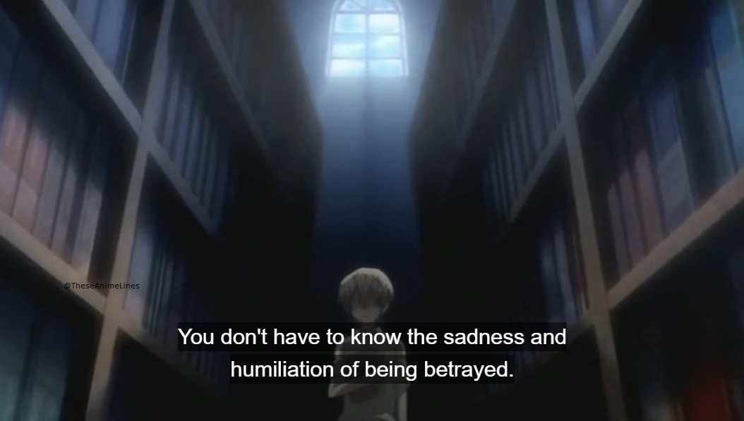 TheseAnimeLines's tweet image. You don't have to know the sadness and humiliation of being betrayed. I'll be the bad guy as many times as necessary. After all, she is the first person to give me a little happiness.
~ Saiga Yahiro || Special A
#AniTwt