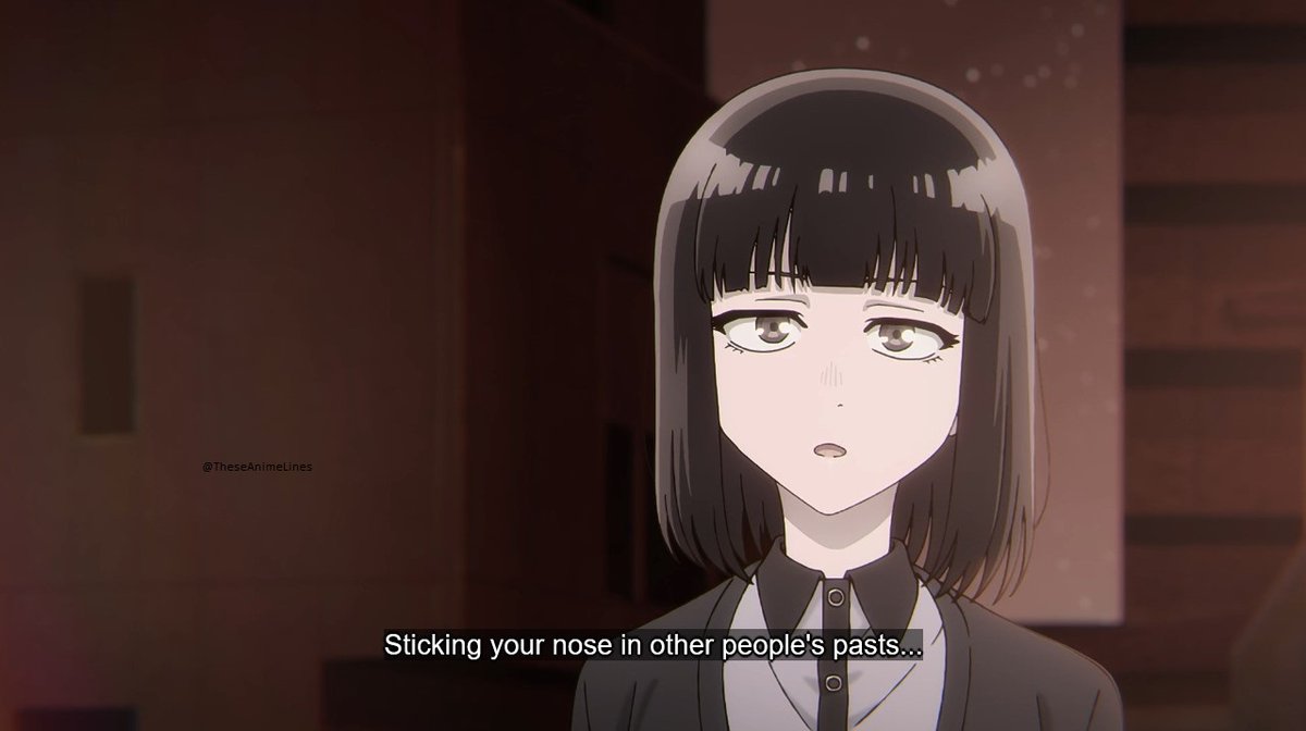 TheseAnimeLines's tweet image. Sticking your nose in other people's pasts... I can't say that's very commendable.
~ Suzushiro Hatsuka || Call of the Night
#AniTwt
