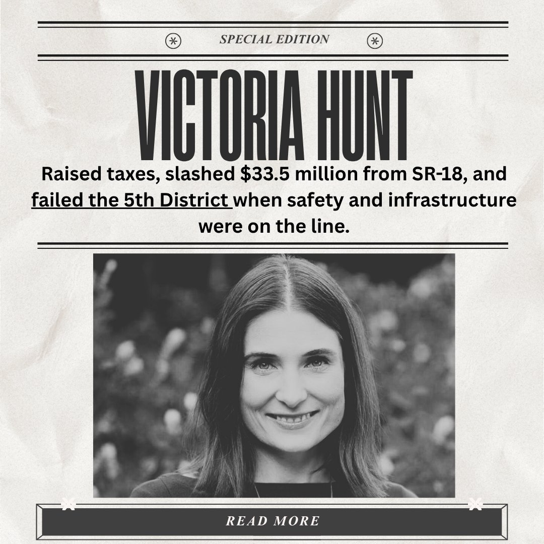 Victoria Hunt raised taxes, gutted $33.5 million from SR-18, and left the 5th District with higher costs and no results—read more here: mailchi.mp/magendanz/hwy1…
Let's help elect Chad <a href="/Magendanz/">Chad Magendanz</a> in the 5th LD!