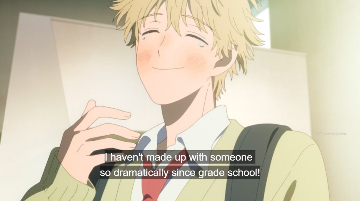 TheseAnimeLines's tweet image. "I haven't made up with someone so dramatically since grade school! Man, this is so funny. I can't stop laughing."
"What's wrong with it every now and then?"
"Yeah, nothing wrong with it now and then."
~ Shima Sousuke & Iwakura Mitsumi || Skip and Loafer
#AniTwt