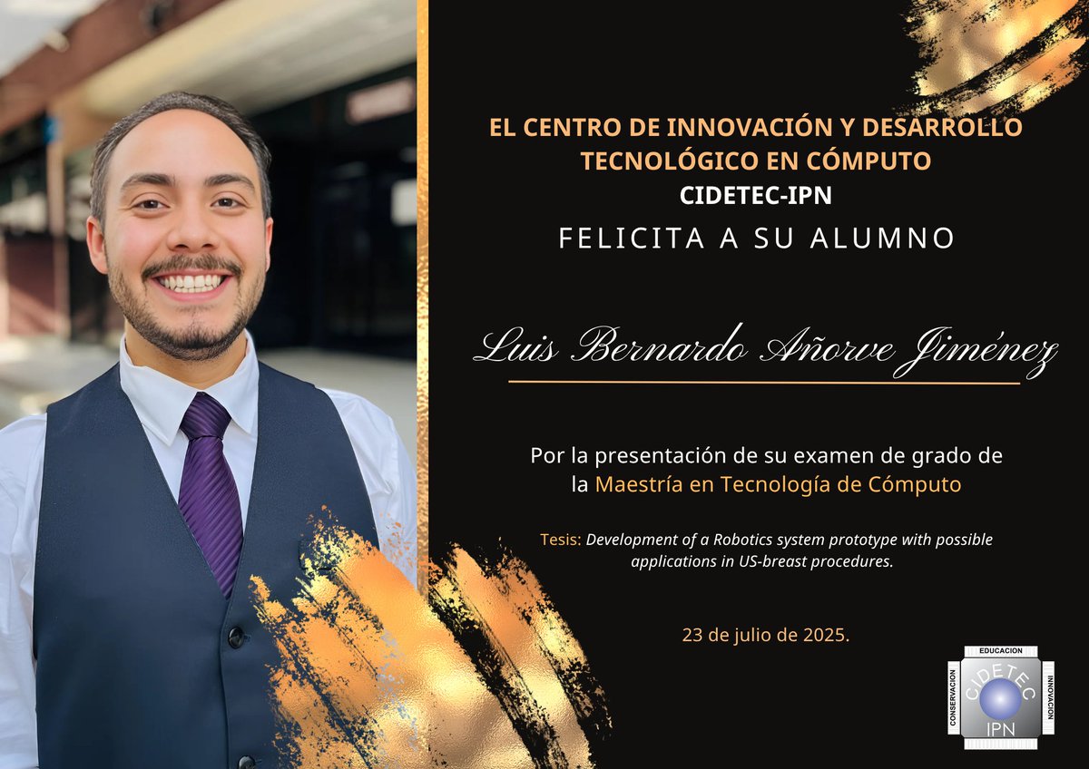 CIDETEC IPN (@cidetec_ipn) on Twitter photo 🎉¡Día de celebración en el CIDETEC-IPN!🎉
#Hoy en el <a href="/cidetec_ipn/">CIDETEC IPN</a> , estamos celebrando a nuestro alumno Luis Bernardo Añorve Jiménez, quien presentó exitosamente su examen de grado de nuestra Maestría en Tecnología de Cómputo.
🎉¡Un #Huelum muy fuerte para Luis Bernardo!🧑🎓 🎉¡Día de celebración en el CIDETEC-IPN!🎉
#Hoy en el <a href="/cidetec_ipn/">CIDETEC IPN</a> , estamos celebrando a nuestro alumno Luis Bernardo Añorve Jiménez, quien presentó exitosamente su examen de grado de nuestra Maestría en Tecnología de Cómputo.
🎉¡Un #Huelum muy fuerte para Luis Bernardo!🧑🎓