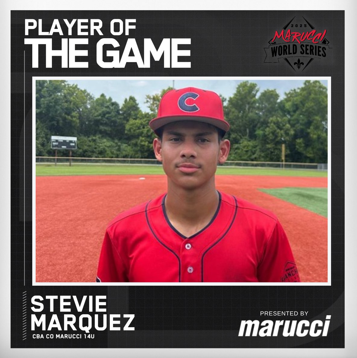 ⭐️Player of the Game⭐️

Stevie Marquez 
CBA CO Marucci 14U 

#MWS25
@maruccisports