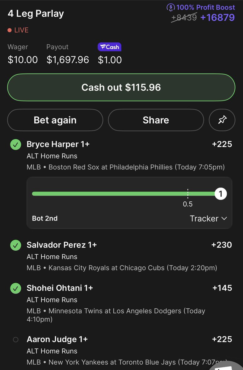 WeHitThose__9's tweet photo. All eyes on Aaron Judge to cash this four legger posted in @CappCollective https://t.co/qxrHJMriVc