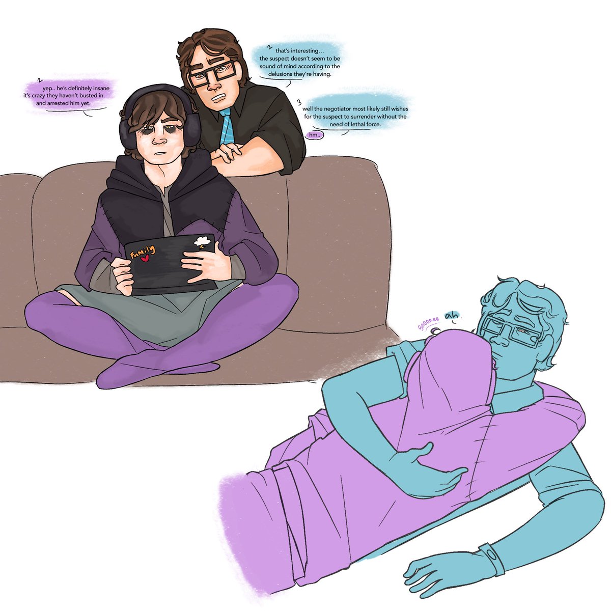 Jay0Org's tweet image. some analogical watching true crime for the soul #analogical #sanderssides #logansanders #virgilsanders ☹️💜💙