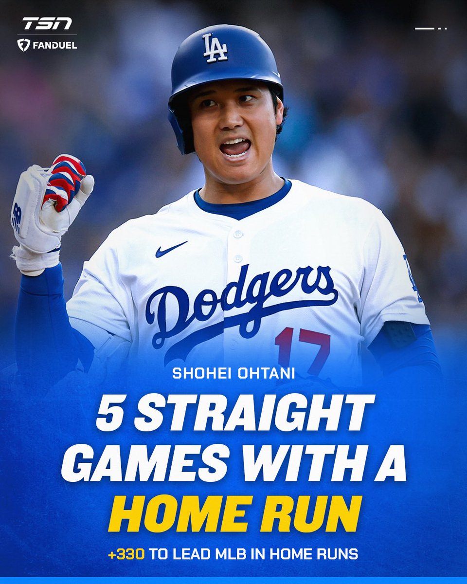 TSN EDGE (@tsn_edge) on Twitter photo Is there anything Shohei Ohtani can’t do? 🤩
The NL MVP favourite is +330 to lead #MLB in home runs for the first time in his career 👀
<a href="/FanDuelCanada/">FanDuel Canada</a> | #LetsGoDodgers Is there anything Shohei Ohtani can’t do? 🤩
The NL MVP favourite is +330 to lead #MLB in home runs for the first time in his career 👀
<a href="/FanDuelCanada/">FanDuel Canada</a> | #LetsGoDodgers