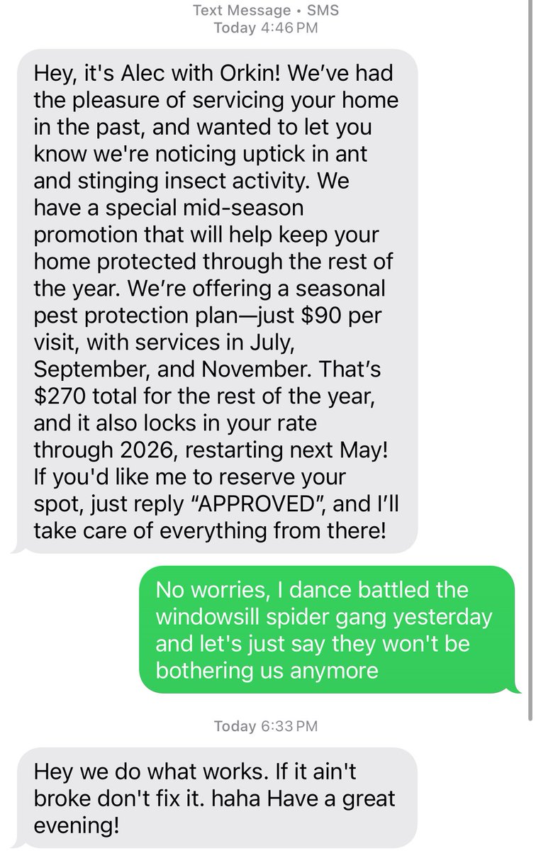 YourBestFriendM's tweet photo. lol sorry @OrkinPest I though this was an automated message 😂😅💀 https://t.co/La4CoHtCEa