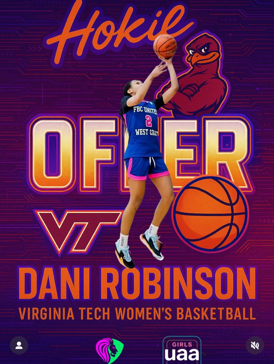2027 5’10 PG Dani Robinson has earned an offer to Virginia Tech of the ACC!
