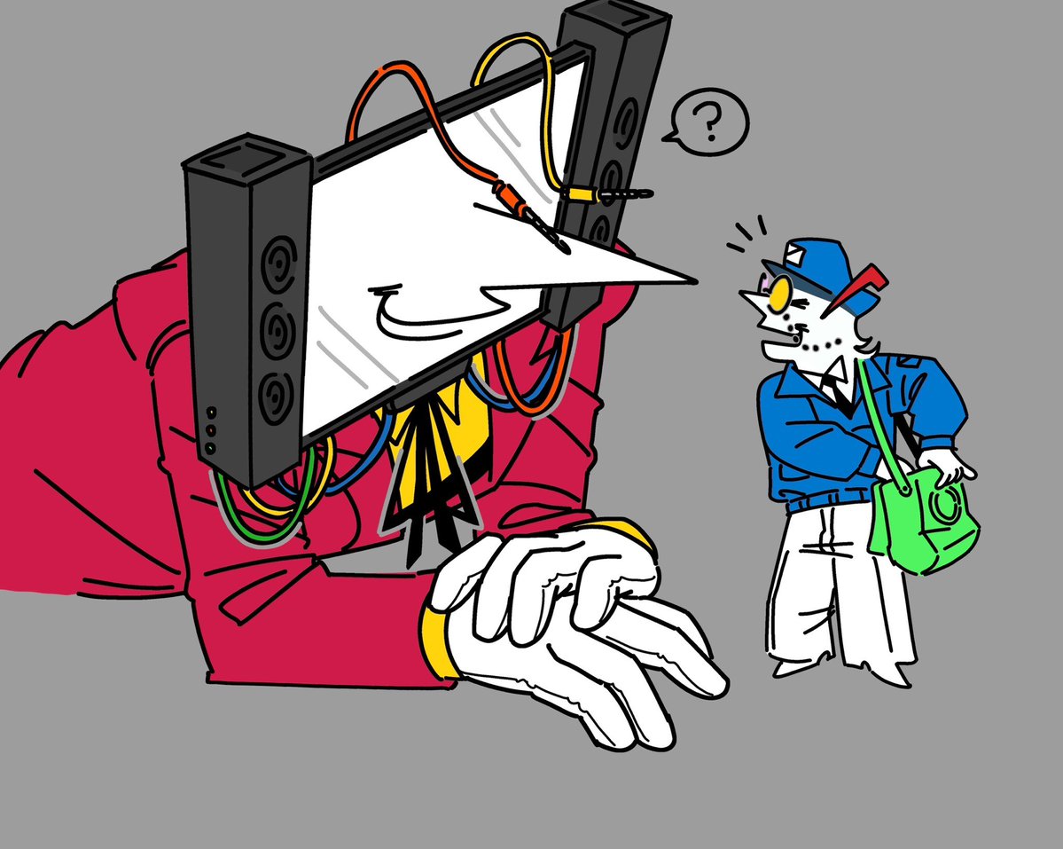 scarily_lacking's tweet image. Swapping Tenna and Spamton’s “age” :)
Tenna is a modern flat screen TV and Spamton is now a plain old mailbox/mailman. Don’t know if this makes sense in-universe but it’s a fun idea.
#deltarune #spamton