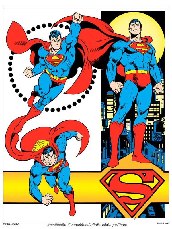The #Superman licensing art drawn by Jose Luis Garcia-Lopez in the 1980s are some of the very best renderings of the character in any medium. Used for the Kenner Super Powers action figure and several other pieces of iconic 80s DC merchandise.