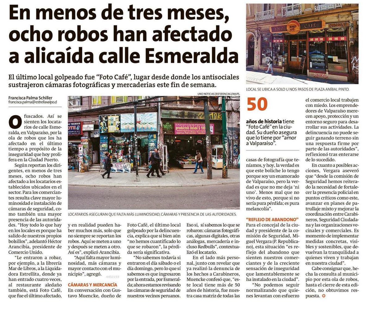 🔴 Ocho robos en menos de tres meses en calle Esmeralda, Valparaíso. El último afectó al histórico Foto Café.

Desde la Multigremial exigimos mayor seguridad y presencia policial para proteger al comercio local.

#Valparaíso #SeguridadAhora #MultigremialValparaíso