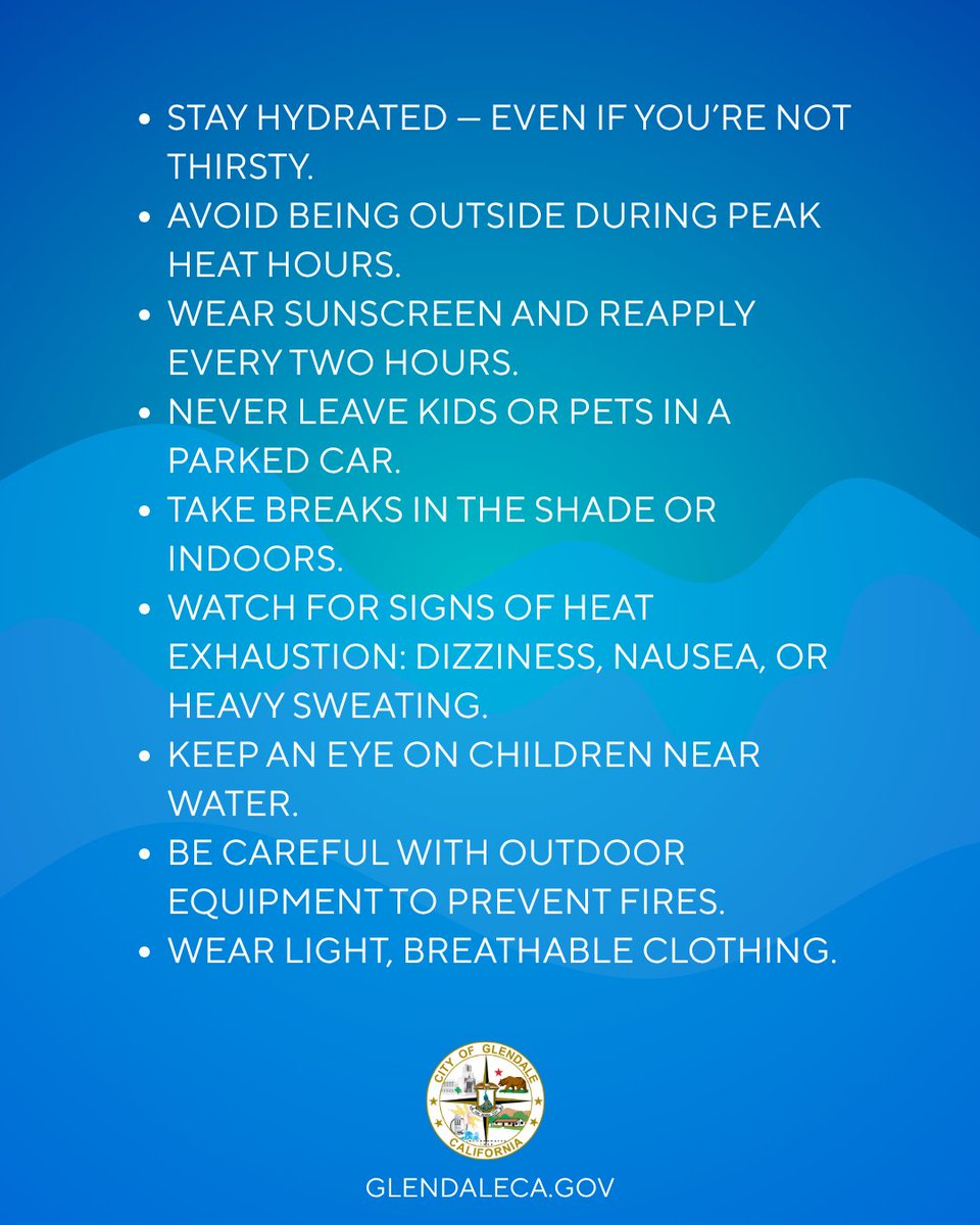 MyGlendale's tweet image. Stay cool and hydrated this summer! Check out our quick safety tips 😀