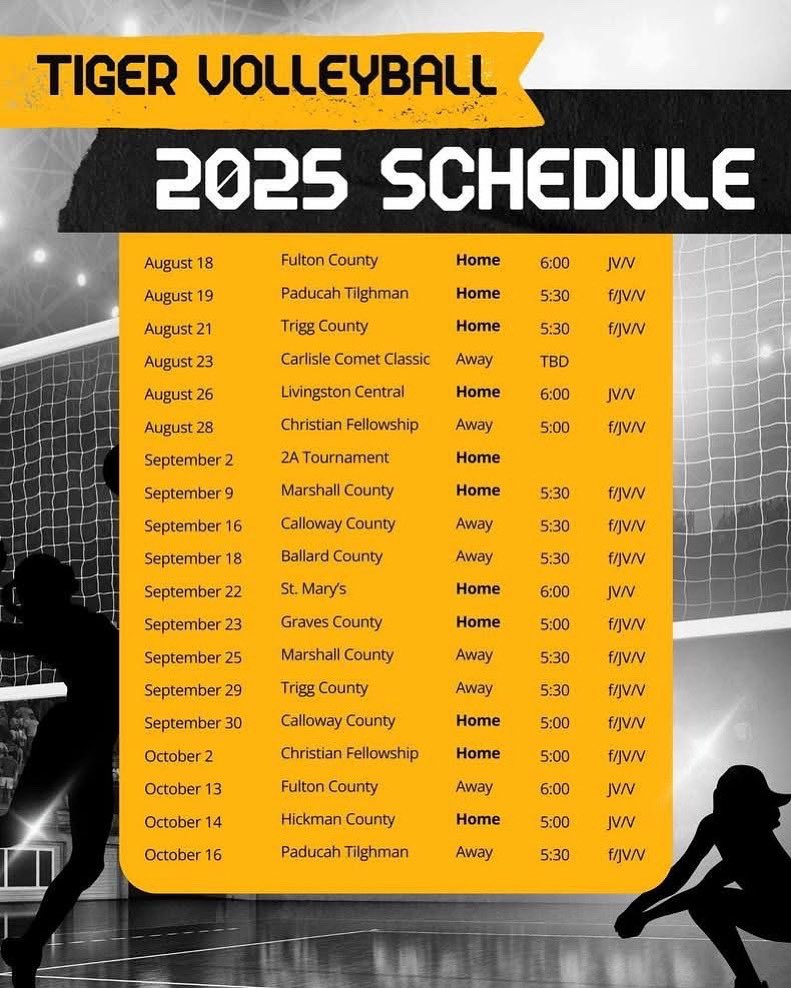 🏐💛 It's Volleyball Season, Tiger Nation! 🖤🏐

Come out and support our Murray Tiger Volleyball team as they take the court this season! 💪🔥

📅 Mark your calendars and make plans to pack the stands—our athletes need YOU bringing the energy!