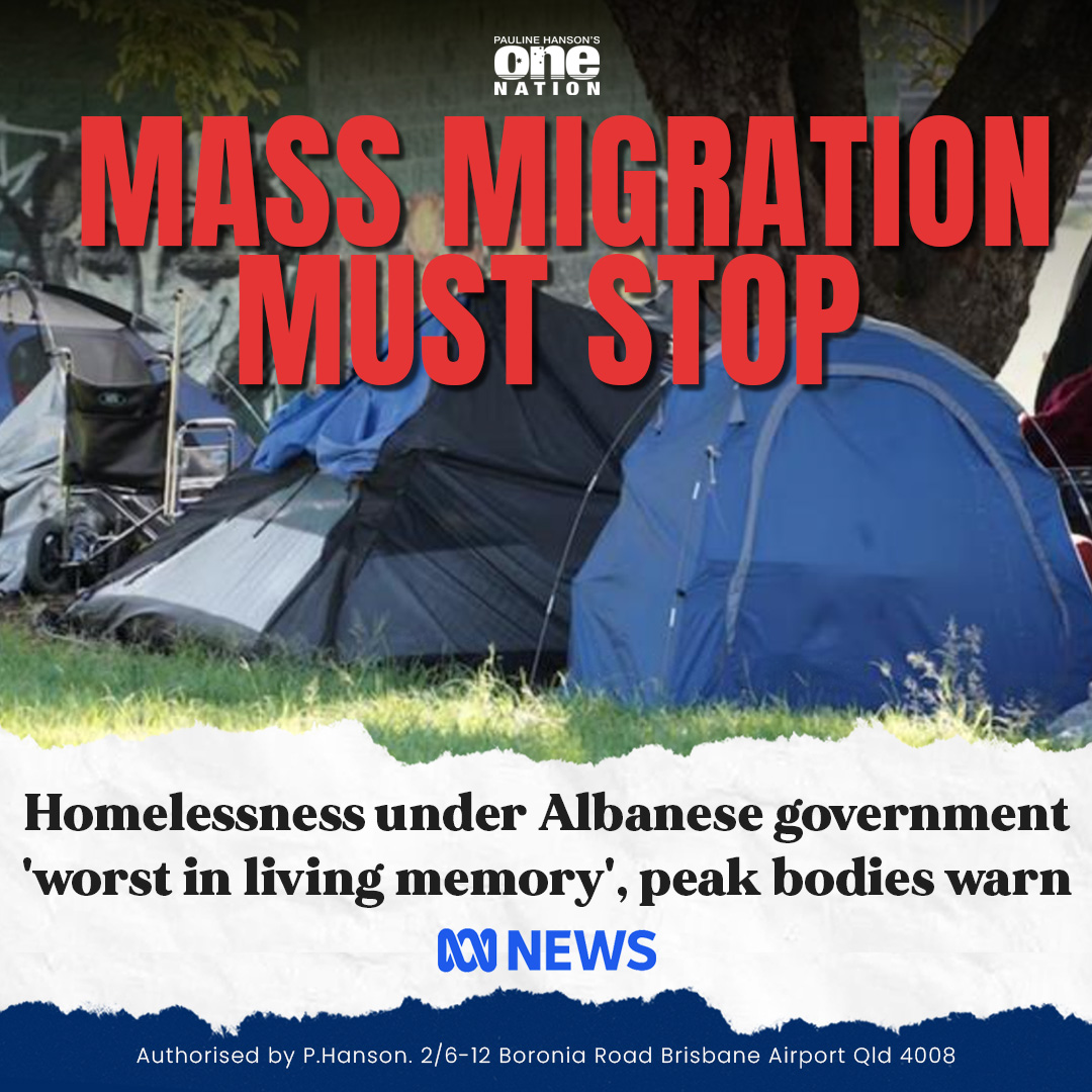 Australians are being left behind while Labor drives record migration.

Our cities are full, housing is unaffordable, and services are stretched to breaking point.

Labor’s response? Bring in more. No plan, no limit, no care for the consequences.

One Nation will do what the