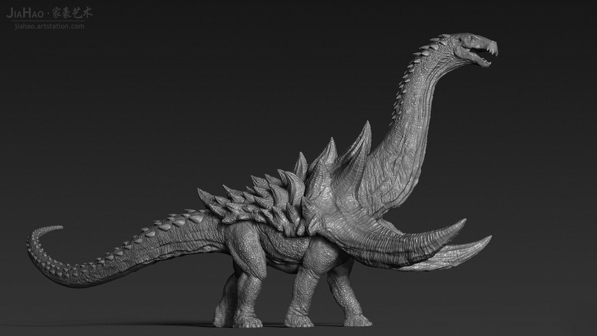 Shelladon, concept sculpt of an armored dino creature for a new project.

#zbrush #creature #gamedev #concept #design