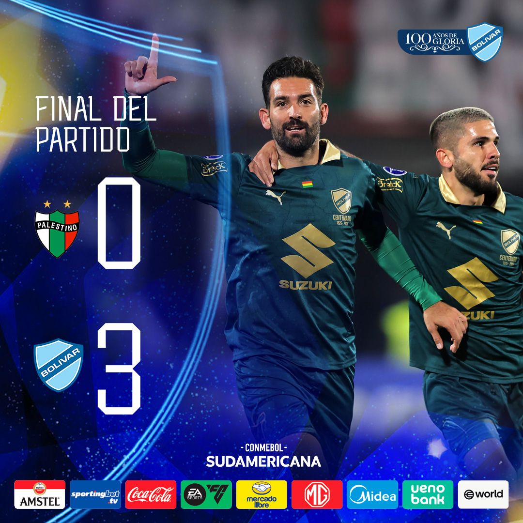 🎉 ¡CLASIFICADOS! 🔥

En tierra chilena, demostramos corazón, esfuerzo y grandeza. 💪🏻🤩

¡Estamos en OCTAVOS DE FINAL de la CONMEBOL Sudamericana! ¡Esto es por nuestra gente y por nuestra historia! 🙌🏻🩵

#BolívarCentenario #UnSigloDePasión