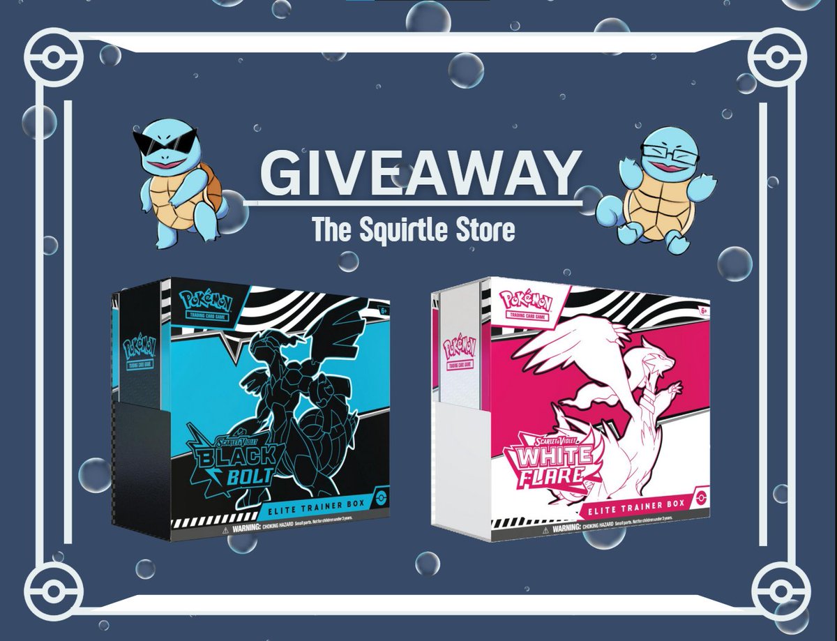 Pokemon Alerts & News (@poketcgalerts) on Twitter photo 🎁 Black Bolt ETB and White Flare ETB Giveaway (Sponsored by The Squirtle Store) 🎁
To join:
➡️ Follow <a href="/Tsquirtlestore/">TheSquirtleStore</a> and <a href="/PokeTCGAlerts/">Pokemon Alerts & News</a>
➡️ Repost and Like THIS Tweet
1 Winner will receive both ETBs! Ends on August 2nd, 2025.
US Only. Good luck! 🤞
#PokemonTCG 🎁 Black Bolt ETB and White Flare ETB Giveaway (Sponsored by The Squirtle Store) 🎁
To join:
➡️ Follow <a href="/Tsquirtlestore/">TheSquirtleStore</a> and <a href="/PokeTCGAlerts/">Pokemon Alerts & News</a>
➡️ Repost and Like THIS Tweet
1 Winner will receive both ETBs! Ends on August 2nd, 2025.
US Only. Good luck! 🤞
#PokemonTCG