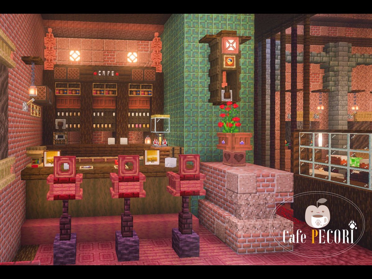 CafePECORI's tweet image. 新ブロックで喫茶店内装☕
棚ブロック追加見て我慢できず朝からマイクラしちゃったガオ
これはいろんな建築、その他諸々はかどる〜!
#Minecraft #Minecraftbuilds