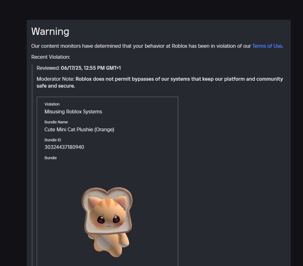 ChiyoCuppy's tweet image. Roblox seriously how is this sexual content???
They need to fix how they handle their moderation. Me and my partners best selling bundles have been getting taken down almost every day at this point leading to constant warnings and bans.