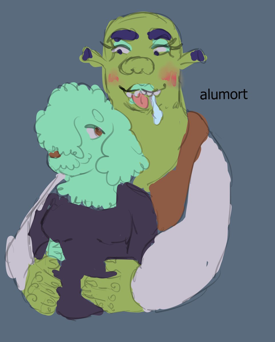 _alumort's tweet image. a sexy furry x shrek meme art for a guildmate in albion