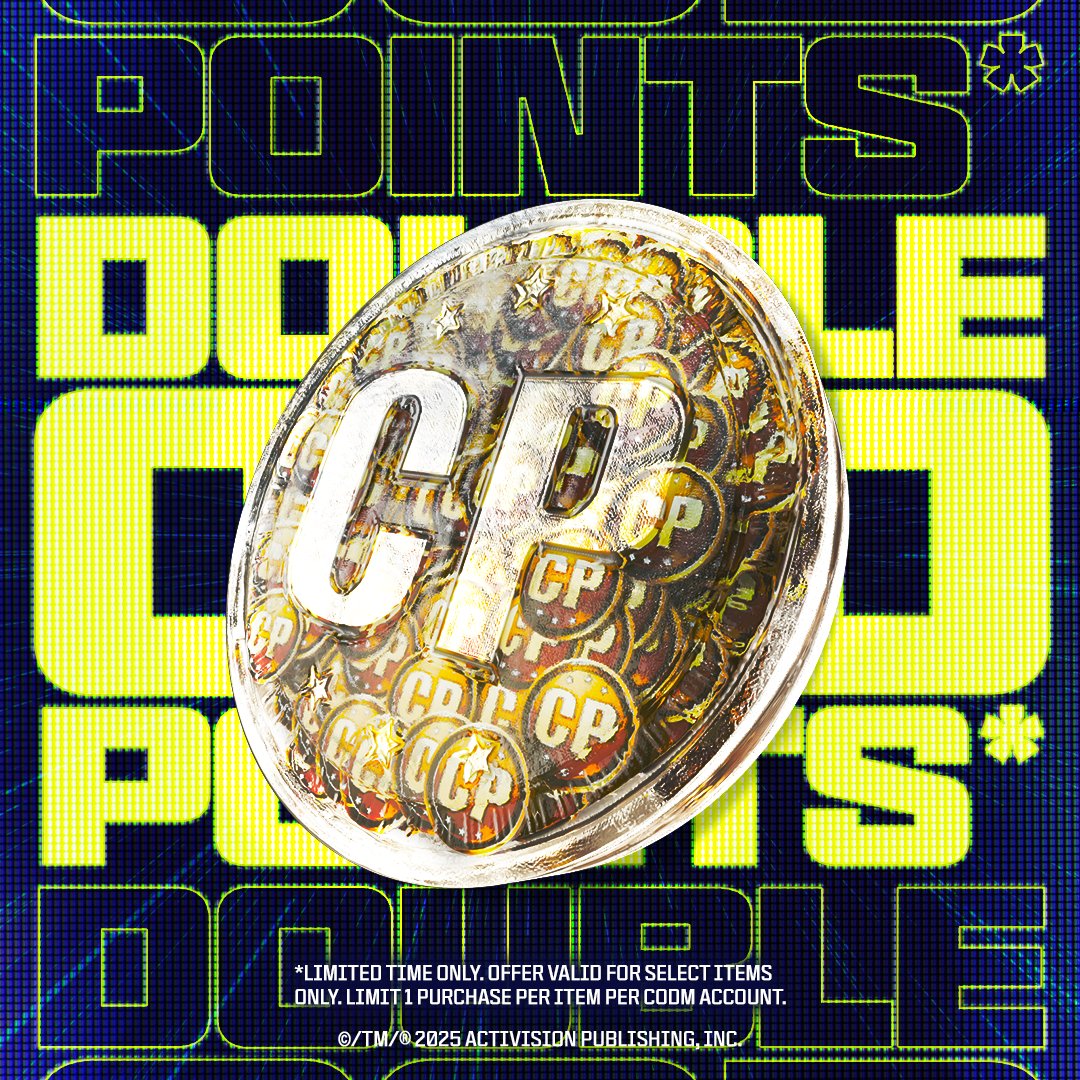 PlayCODMobile's tweet image. For a limited time, get 2x the value on COD Points purchases starting with the 80 CP offer pack. Available now through 8/10 PT! Visit the web store now and you can save 5%! bit.ly/CODMWebStore
