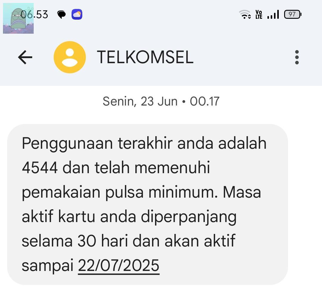 tanyakanrl's tweet image. π kalian yg pke t*lkms*l emang perpanjangan masa aktif nomor bisa lewat penggunaan riwayat pulsa gini ya? operator lain ada yg pke sistem kyak tlkmsl gini gak?