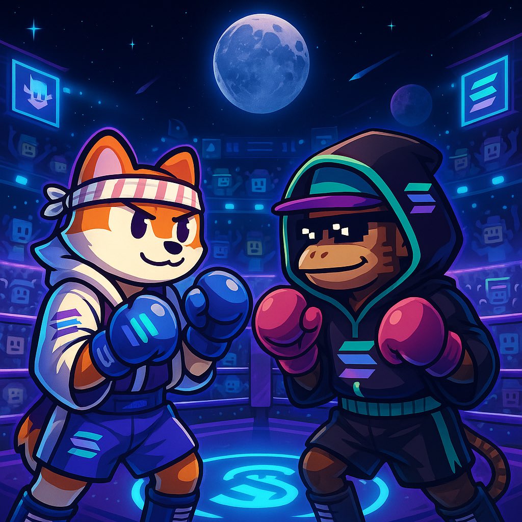 spidersol_'s tweet image. Who’s coming out on top
Is it the sneaky famous fox @solquicks 🦊
Or the beautiful strategic monke @devmajesty_ 🙊
Don’t miss this moonshow 🔥🔥🔥