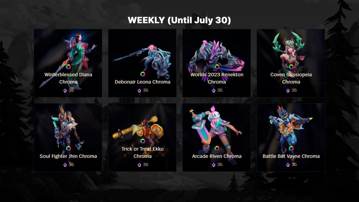 LeagueOfLeaks's tweet image. New rotations for the Weekly and Daily sections of the Mythic Shop ARE OUT NOW ‼️
