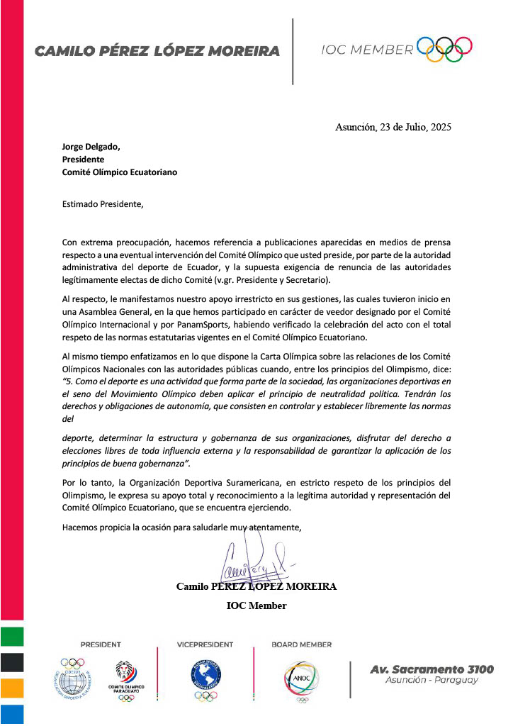 Comite_Olimpico_Ecu (@ecuadorolimpico) on Twitter photo Agradecemos el respaldo de Camilo Pérez López, miembro del Comité Olímpico Internacional y veedor desigando por el COI para las elecciones del Comité Olímpico Ecuatoriano el pasado 5 de mayo
<a href="/CamiloPerezLM/">Camilo Perez LopezM</a> Agradecemos el respaldo de Camilo Pérez López, miembro del Comité Olímpico Internacional y veedor desigando por el COI para las elecciones del Comité Olímpico Ecuatoriano el pasado 5 de mayo
<a href="/CamiloPerezLM/">Camilo Perez LopezM</a>