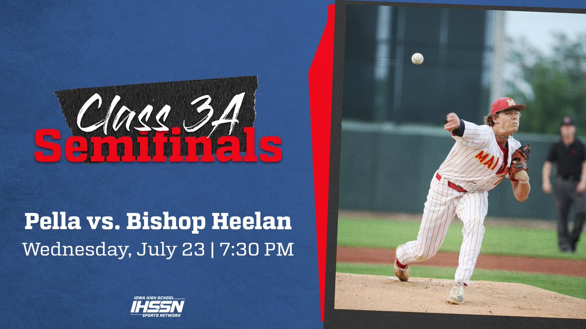 Watch_IHSSN's tweet image. The Pella vs. Bishop Heelan 3A Semifinal game will now start at approximately 7:20 PM.