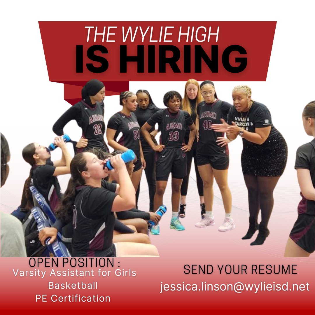 CoachJLinson's tweet image. 📣 We’re looking for a dedicated Varsity Assistant Coach to join Wylie Girls’ Basketball!
✅ Averaging 20+ wins per season
✅ 4 consecutive playoff appearances
✅ 100% of seniors advance to play college basketball
