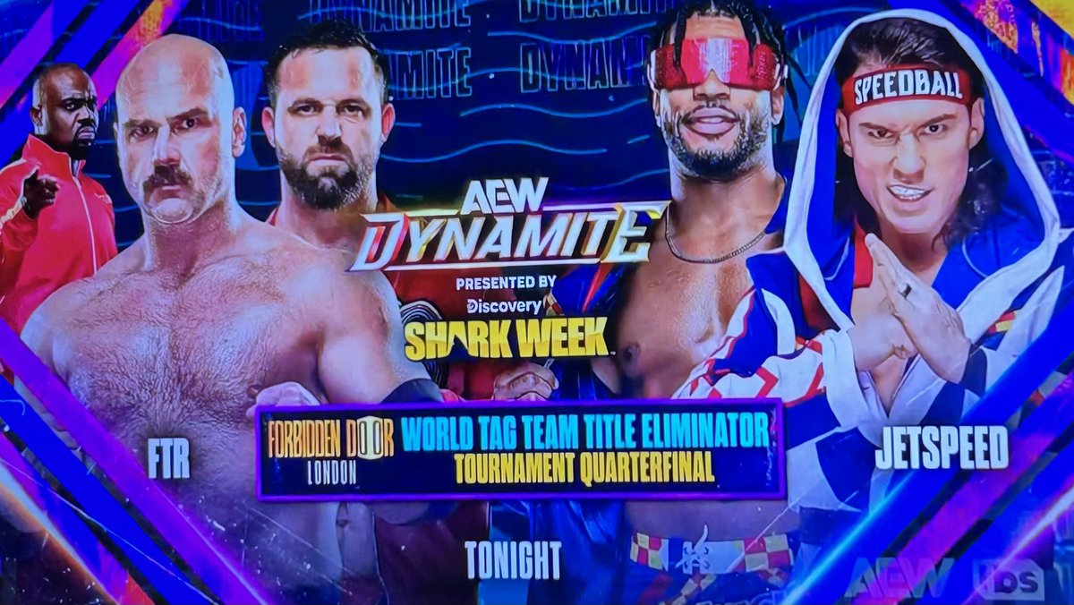 Hangman stomping a mud hole into Wheeler Yuta… #OhHellYeah

Cool to think Yuta’s only 3 seconds from becoming world champion…

The tag match sounds great…either FTR or JetSpeed are hot enough to win!

#AEWDynamite ☝️
