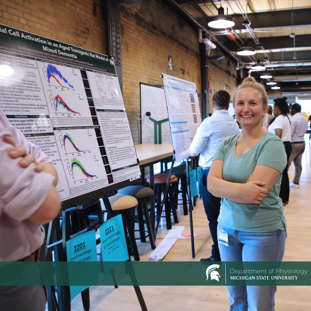 MCIP graduate student Brianna listens to a presenter during the 15th annual Mid-Michigan Symposium for Undergraduate Research Experiences on Wednesday, July 17, at Michigan State University.

#msupsl #physiology #mcipandme #mcip #hibrianna #posterpresentation #msu #spartans