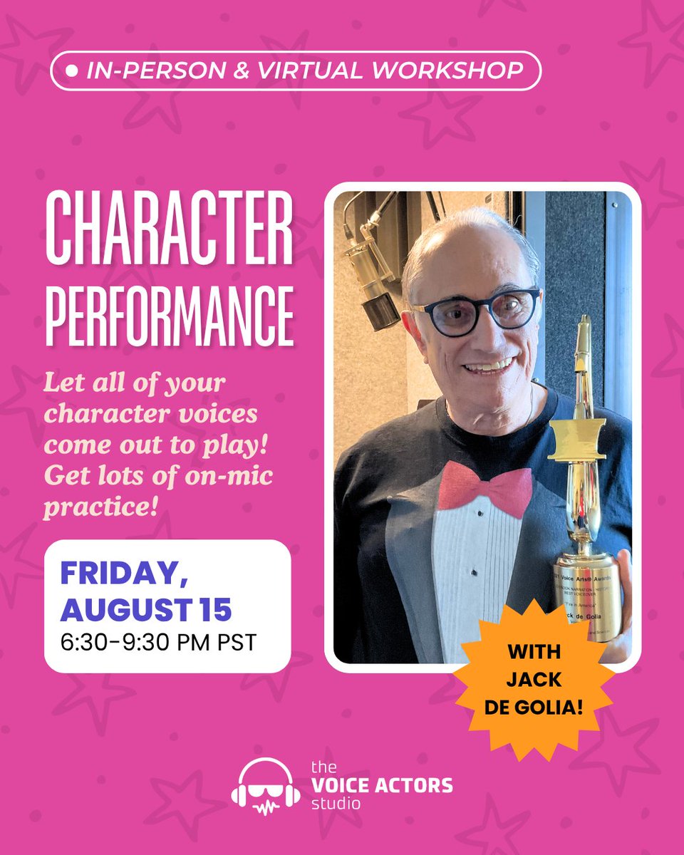 Sharpen up your cold reads and tackle tough tongue twisters so you can be ready for anything at any time!
---
Join Coach Anthony to learn what character archetypes exist and where YOUR voice fits in!
---
Get lots of time on the mic to build up your character acting muscles! 💪