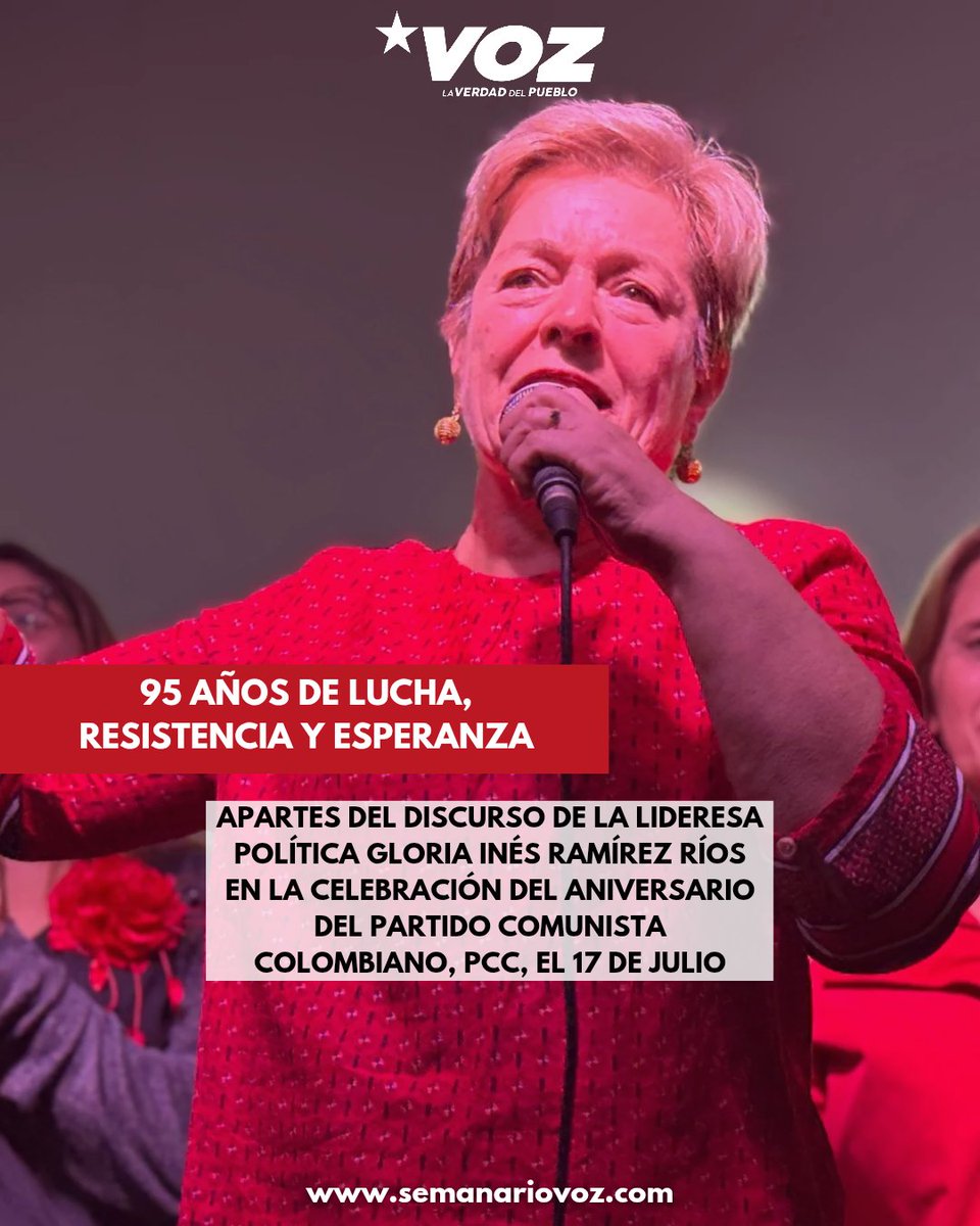 semanariovoz.com/95-anos-de-luc…

🗣️🚩 “Los y las comunistas estaremos en primera línea en la consulta electoral del 26 de octubre emulando con las candidaturas del cambio, donde trabajaremos con nuestra querida y combativa compañera María Eugenia Londoño para la lista al Senado,